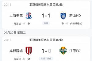 從0分到5分！中超前三本輪亞冠精英聯(lián)賽1勝2平，首輪3隊全敗