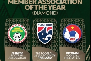 亞足聯(lián)鉆石協(xié)會(huì)提名名單：中國(guó)足協(xié)、泰國(guó)足協(xié)、越南足協(xié)