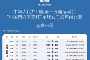 全運女足八強：廣東、北京、四川、上海、山東、江蘇、湖北、陜西