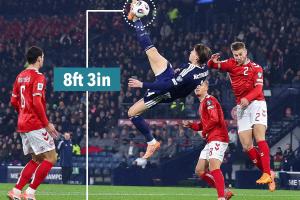 驚天倒鉤！麥克托米奈倒鉤高度2.53米，比當(dāng)年C羅還高了15厘米